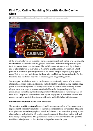 Find Top Online Gambling Site with Mobile Casino Sites