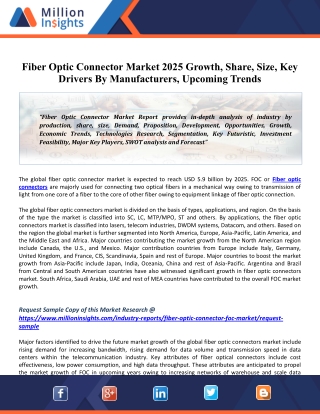 Fiber Optic Connector Market Application, Share, Growth, Trends And Competitive Landscape To 2025