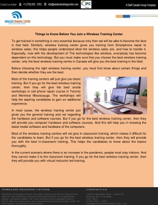 Things to Know Before You Join a Wireless Training Center