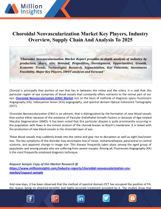 Choroidal Neovascularization Market 2025 Share, Trend, Global Industry Size, Price, Future Analysis, Regional Outlook