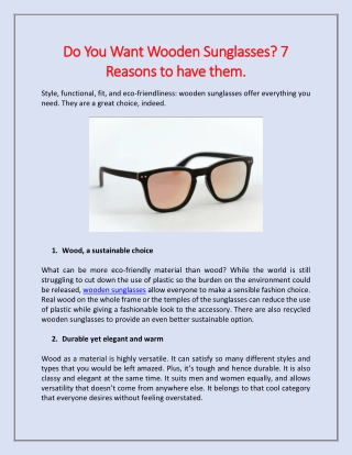 Do You Want Wooden Sunglasses? 7 Reasons to have them