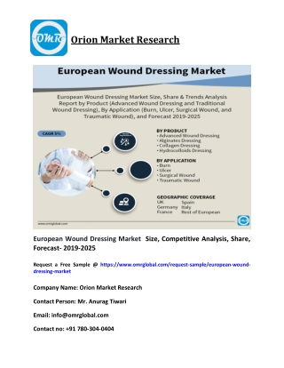 European Wound Dressing Market  Size, Competitive Analysis, Share, Forecast- 2019-2025