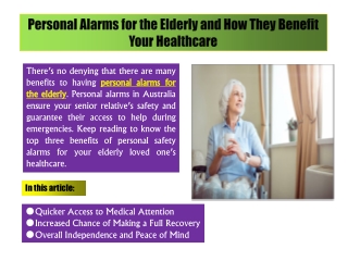 Personal Alarms for the Elderly and How They Benefit Your Healthcare