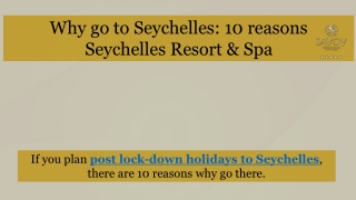 Why go to Seychelles - 10 reasons by Savoy Resort & Spa