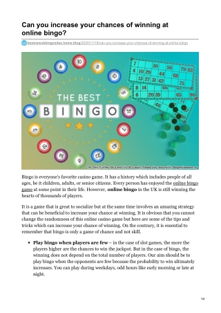 Can you increase your chances of winning at online bingo?