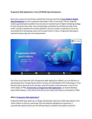 Progressive Web Applications: Future Of Mobile App Development