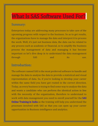 What Is SAS Software Used For?