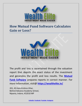 How Mutual Fund Software Calculates Gain or Loss?