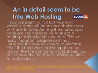 An in detail seem to be Into Web Hosting