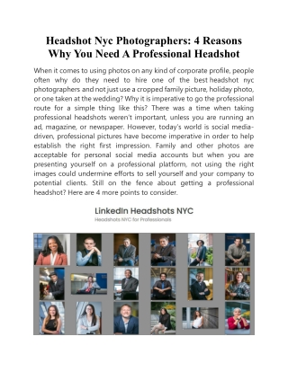 Headshots Nyc | Linkedinheadshotsnyc.com