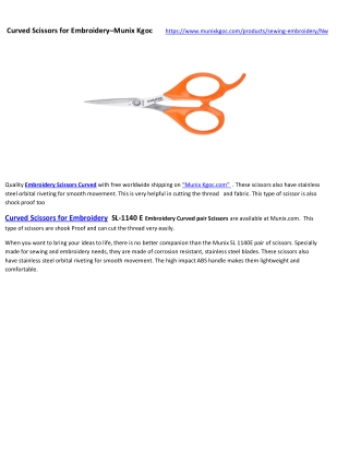 Curved Scissors for Embroidery–Munix Kgoc