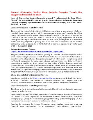 Ureteral Obstruction Market Share Analysis, Emerging Trends, Key Insights and Research By 2023