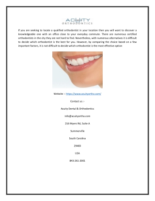 Dentist Summerville SC | Acuityortho.com