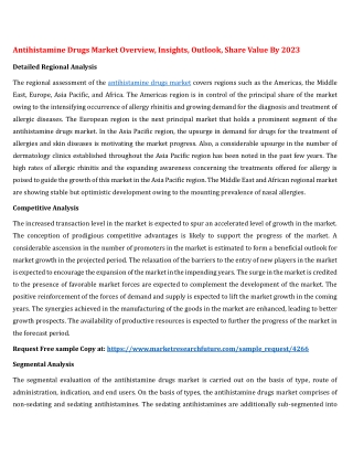 Antihistamine Drugs Market Overview, Insights, Outlook, Share Value By 2023