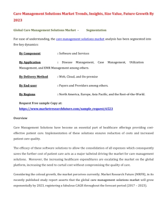 Care Management Solutions Market Trends, Insights, Size Value, Future Growth By 2023