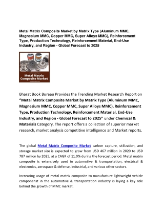 Global Metal Matrix Composite Market by Matrix Type & Forecasts 2025