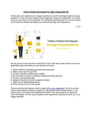 Tried & Tested Techniques For App's Impeccable UX