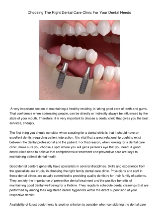 ChoosingTheRightDentalCareClinicForYourDentalNeeds