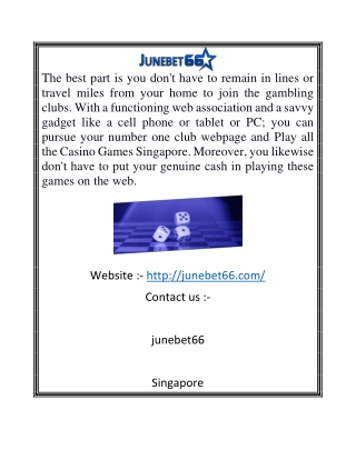 Online Gambling in Singapore | Junebet66.com