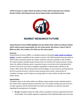 Under Vehicle Surveillance Market 2020