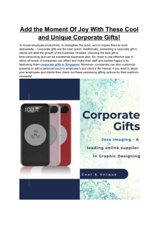 Add the Moment Of Joy With These Cool and Unique Corporate Gifts!