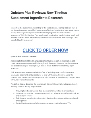 Quietum Plus Reviews: New Tinnitus Supplement Ingredients