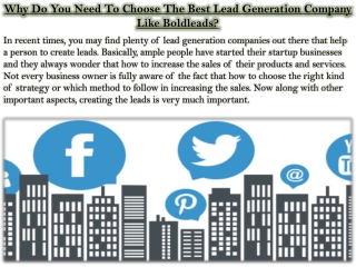 Why Do You Need To Choose The Best Lead Generation Company Like Boldleads?