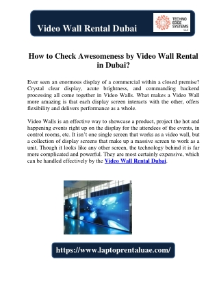 How to Check Awesomeness by Video Wall Rental in Dubai?