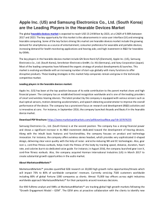 Hearable Devices Market by Product &amp; Technology - Global Forecast 2023 | MarketsandMarkets