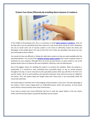 Protect Your Home Efficiently By Installing Alarm Systems In Canberra