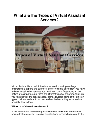 What are the Types of Virtual Assistant Services?