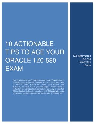 10 Actionable Tips to Ace Your Oracle 1Z0-580 Exam