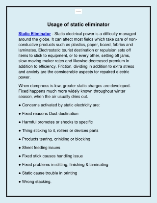 Looking for the static eliminator in Delhi?