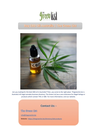 Buy CBD Oil Australia | The Green List