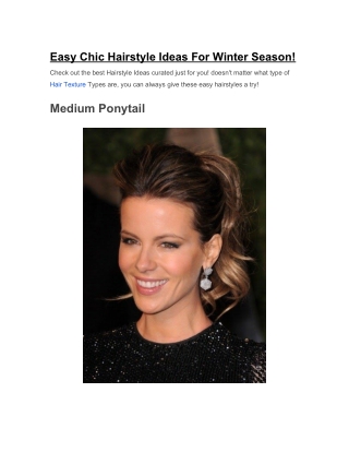Easy Chic Hairstyle Ideas For Winter Season!