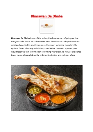 5% Off - Bharawan Da Dhaba Menu Indian Restaurant Springvale, VIC