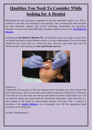 Qualities You Need To Consider While looking for A Dentist