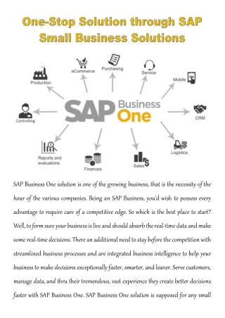 One-Stop Solution through SAP Small Business Solutions