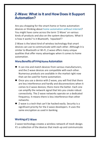 Z-Wave: What is It and How Does it Support Automation?