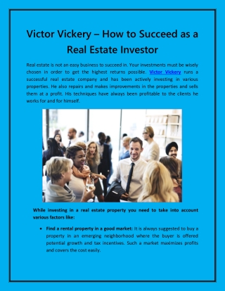 Victor Vickery – How to Succeed as a Real Estate Investor