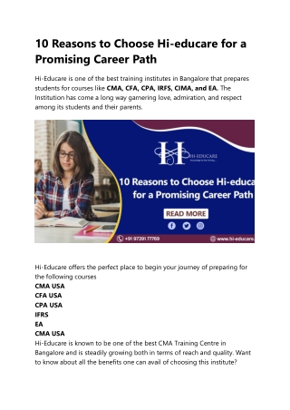 10 Reasons to Choose Hi-educare for a Promising Career Path