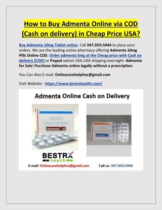 How to Buy Admenta Online via COD (Cash on delivery) in Cheap Price USA?