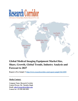 Global Medical Imaging Equipment Market Size, Share, Growth, Global Trends, Industry Analysis and Forecast to 2027