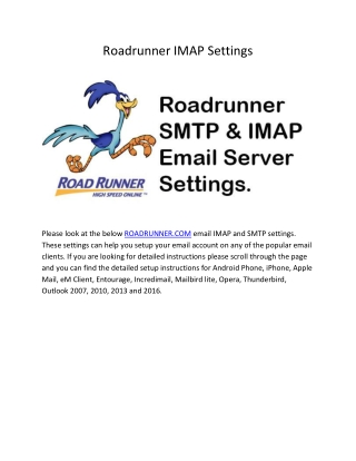 Roadrunner IMAP settings