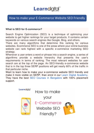 How to make your E-Commerce Website SEO Friendly?