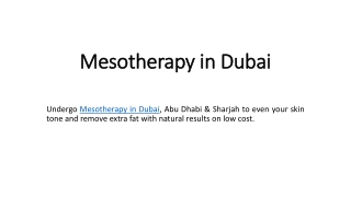 Mesotherapy in Dubai