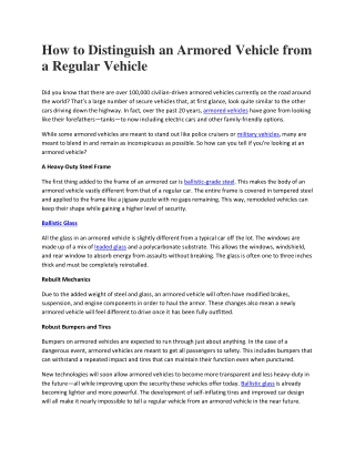 How to Distinguish an Armored Vehicle from a Regular Vehicle