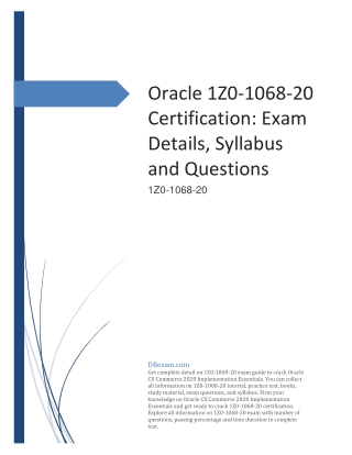 Oracle 1Z0-1068-20 Certification: Exam Details, Syllabus and Questions