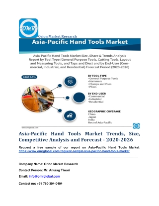 Asia-Pacific Hand Tools Market Trends, Size, Competitive Analysis and Forecast - 2020-2026