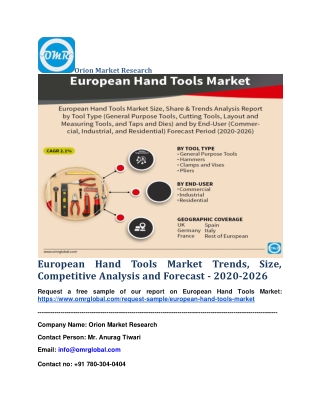 European Hand Tools Market Trends, Size, Competitive Analysis and Forecast - 2020-2026